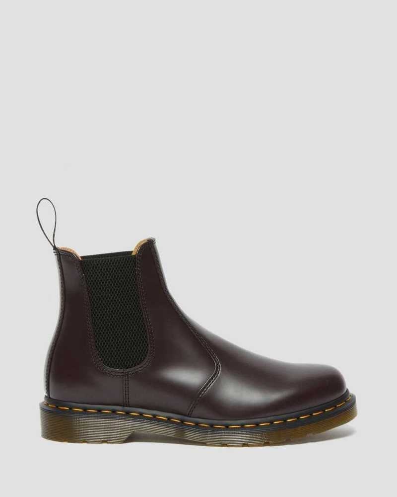 Dr Martens 2976 Yellow Stitch Smooth Lær Chelsea Boots Chelsea Støvler Herre Burgunder | KHREC1328