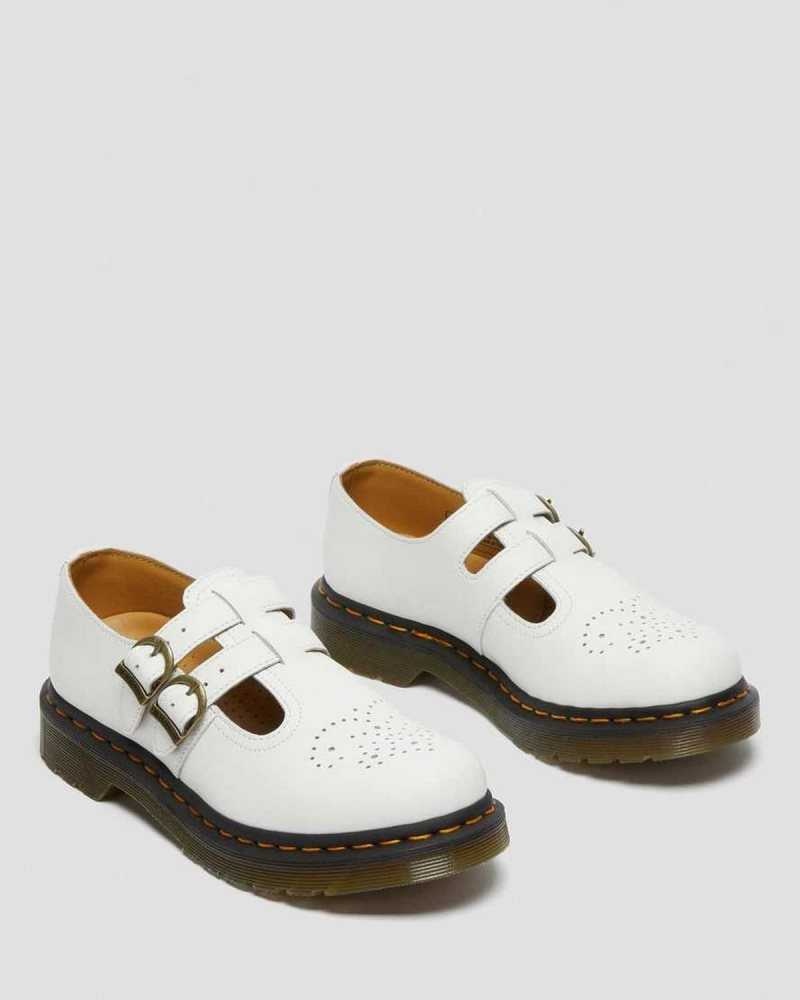 Dr Martens 8065 Smooth Lær Mary Jane Shoes Mary Janes Dame Hvite | ZQLIK8507