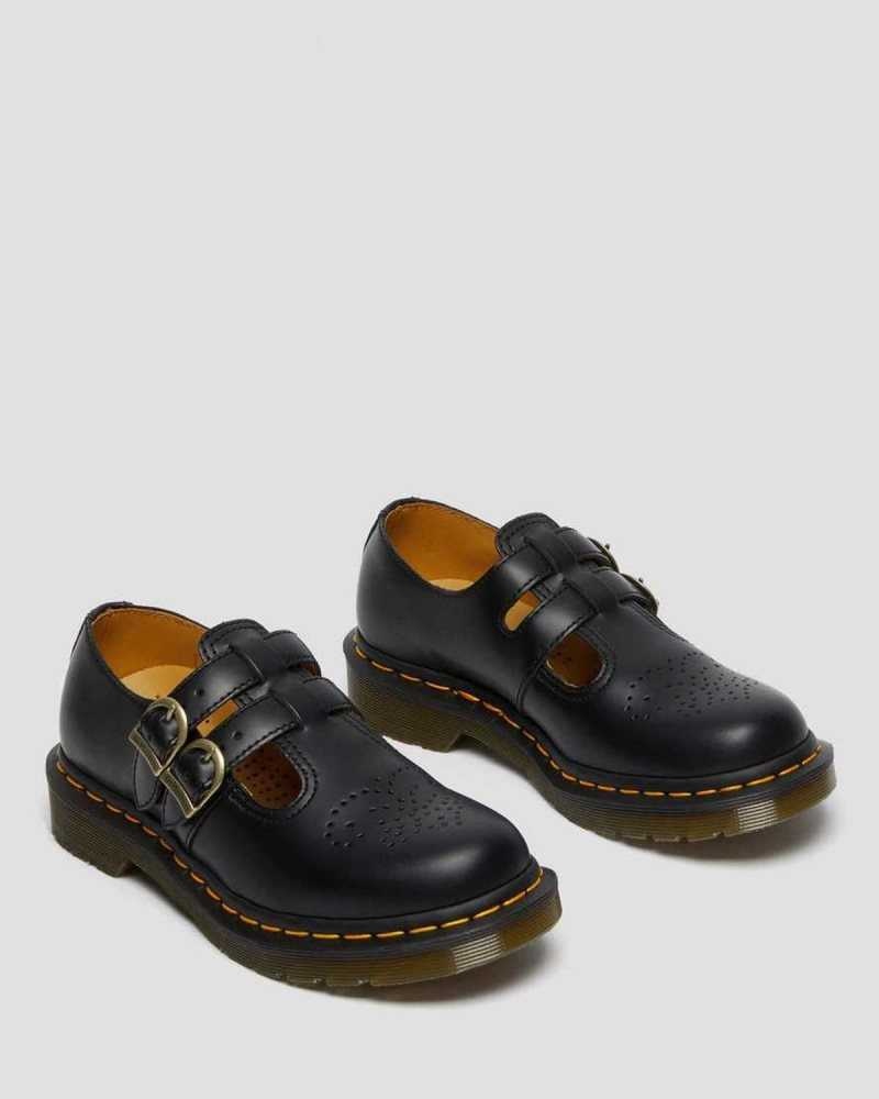 Dr Martens 8065 Smooth Lær Mary Jane Shoes Originals Sko Dame Svarte | SVAWX6105