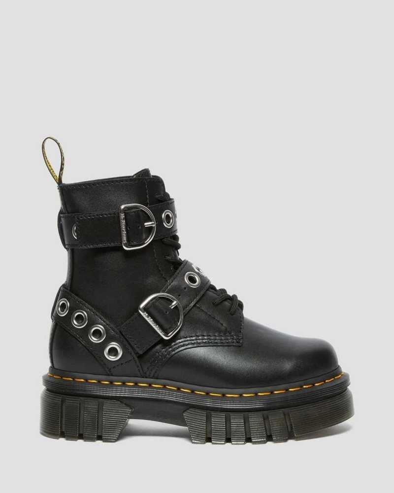 Dr Martens Audrick Hardware Lær Platform Boots Platform Støvler Dame Svarte | SIBTO8964