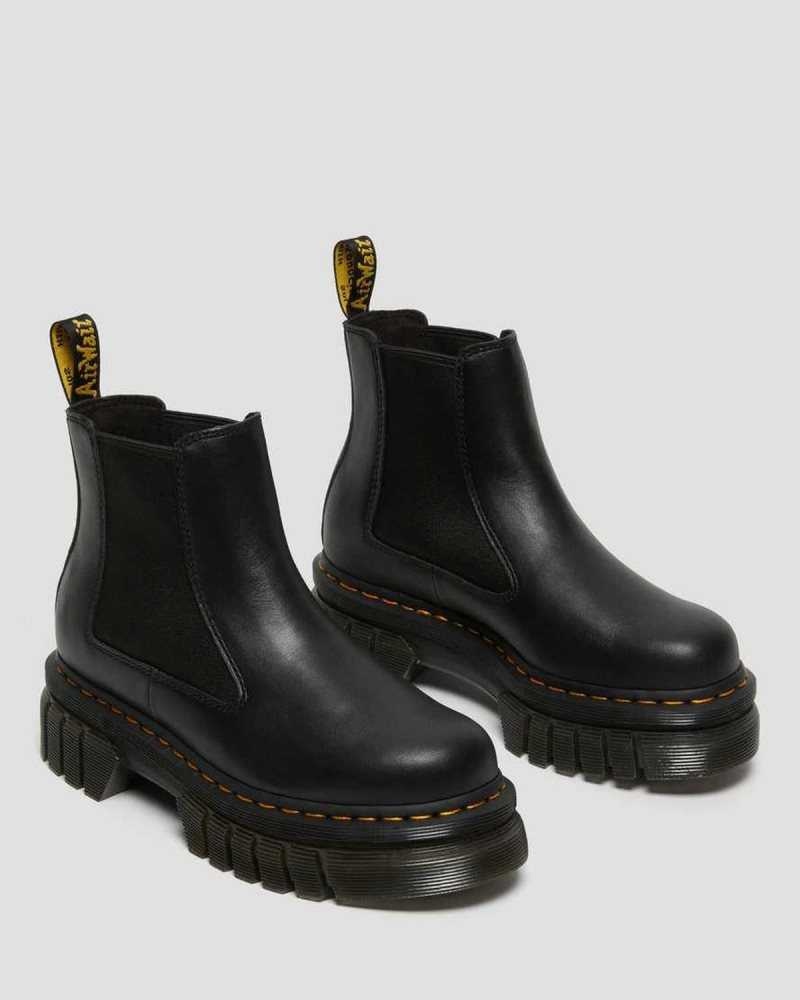 Dr Martens Audrick Nappa Lær Platform Chelsea Boots Platform Støvler Dame Svarte | XQJVO0983