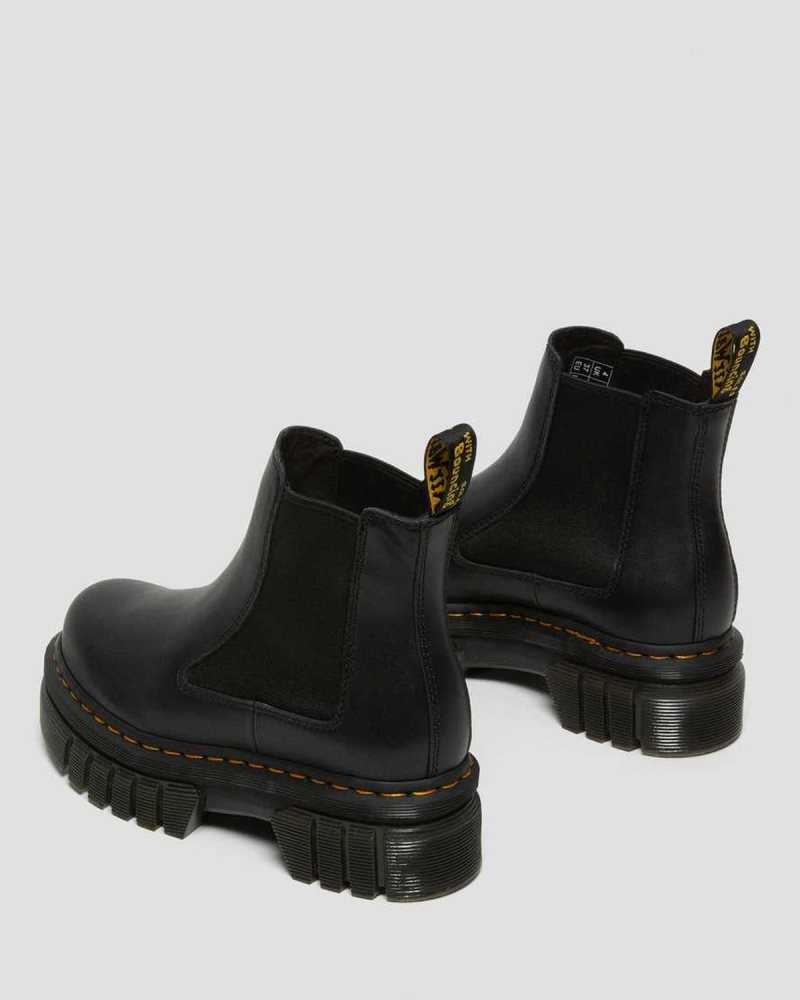 Dr Martens Audrick Nappa Lær Platform Chelsea Boots Platform Støvler Dame Svarte | XQJVO0983