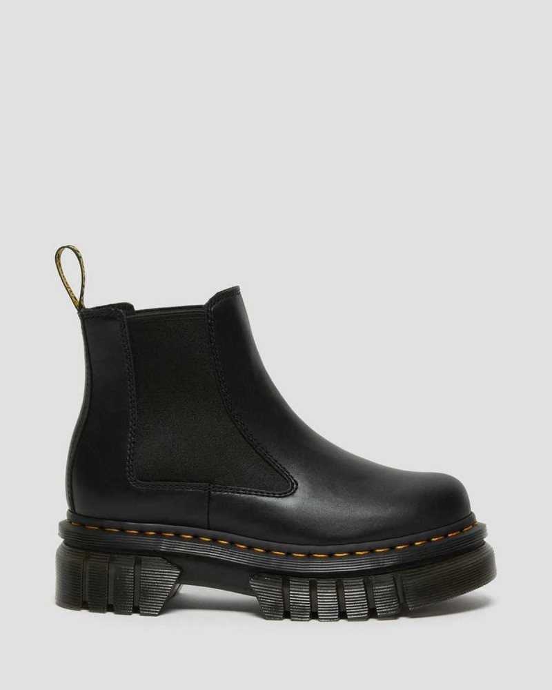 Dr Martens Audrick Nappa Lær Platform Chelsea Boots Platform Støvler Dame Svarte | XQJVO0983