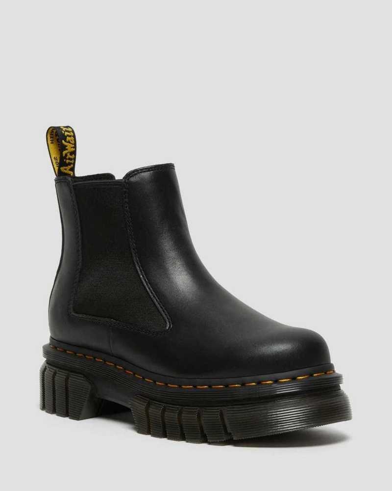 Dr Martens Audrick Nappa Lær Platform Chelsea Boots Platform Støvler Dame Svarte | XQJVO0983