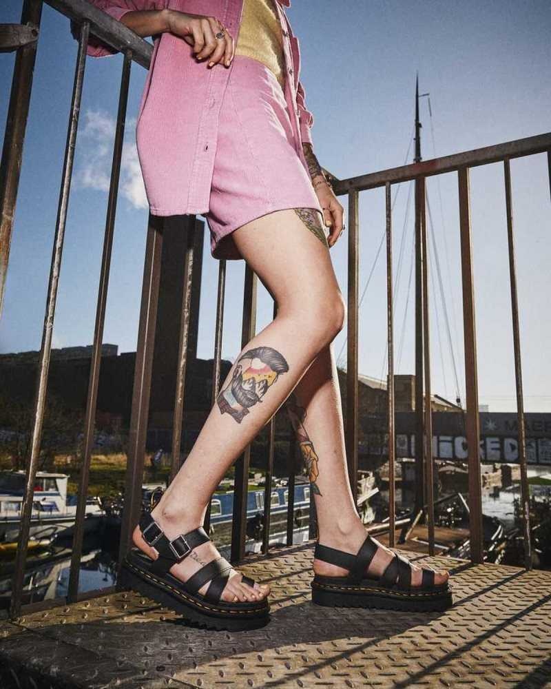 Dr Martens Avry Hydro Lær Reima Sandals Gladiatorsandaler Dame Svarte | IOMVX1682