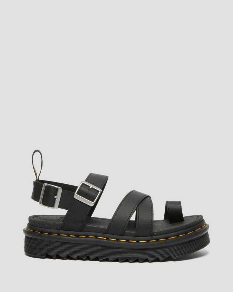 Dr Martens Avry Hydro Lær Reima Sandals Gladiatorsandaler Dame Svarte | IOMVX1682