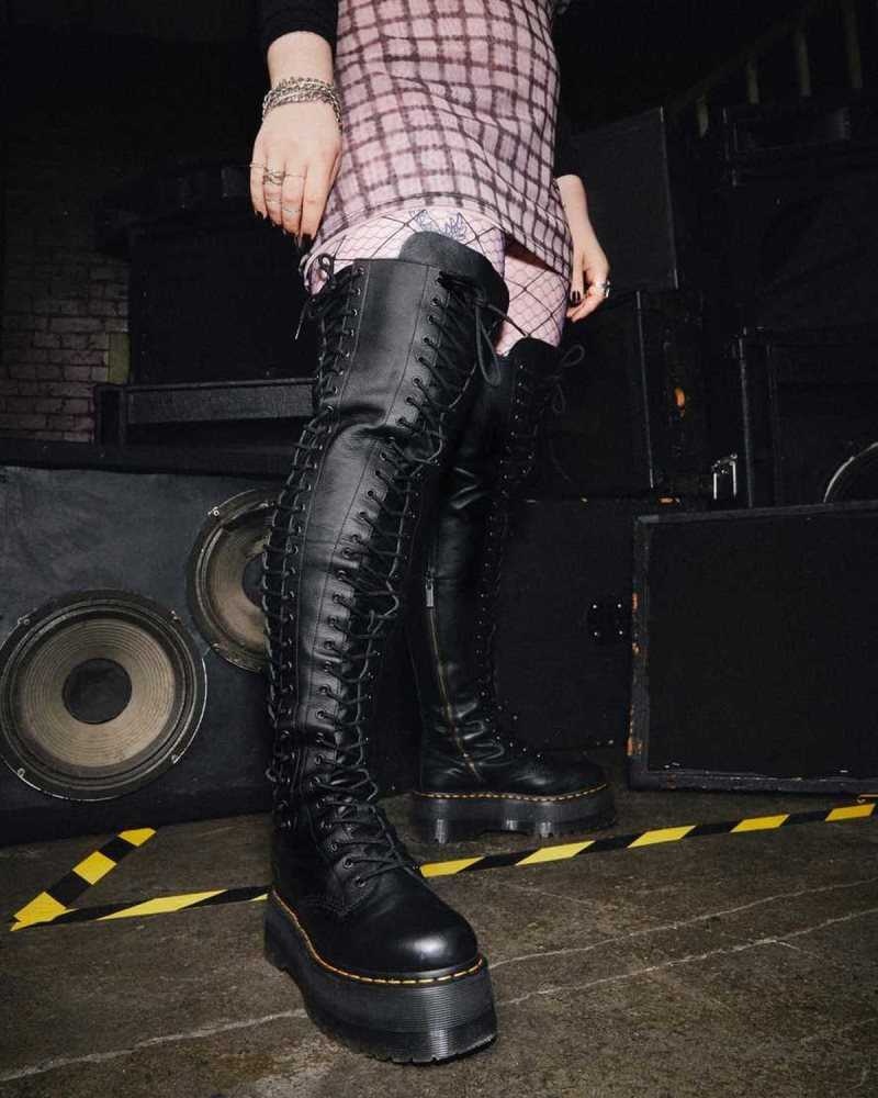 Dr Martens Azreya Max Lær 26-Eye Platform Boots Platform Støvler Dame Svarte | VARUB8140