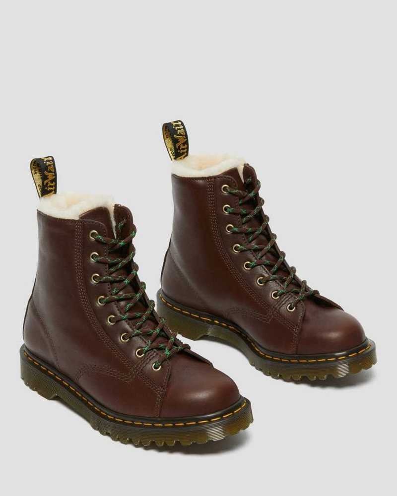 Dr Martens Barton Shearling Forede Lær Boots Made In England Herre Brune | GUCWS3496