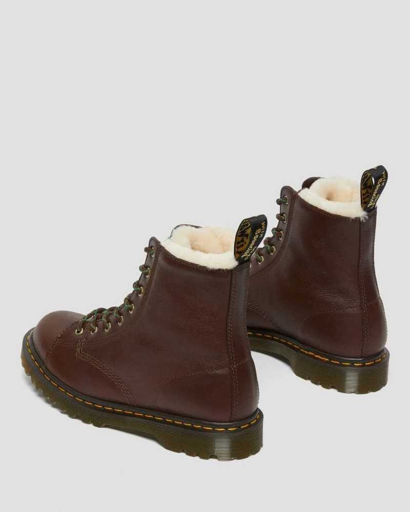 Dr Martens Barton Shearling Forede Lær Boots Made In England Herre Brune | GUCWS3496