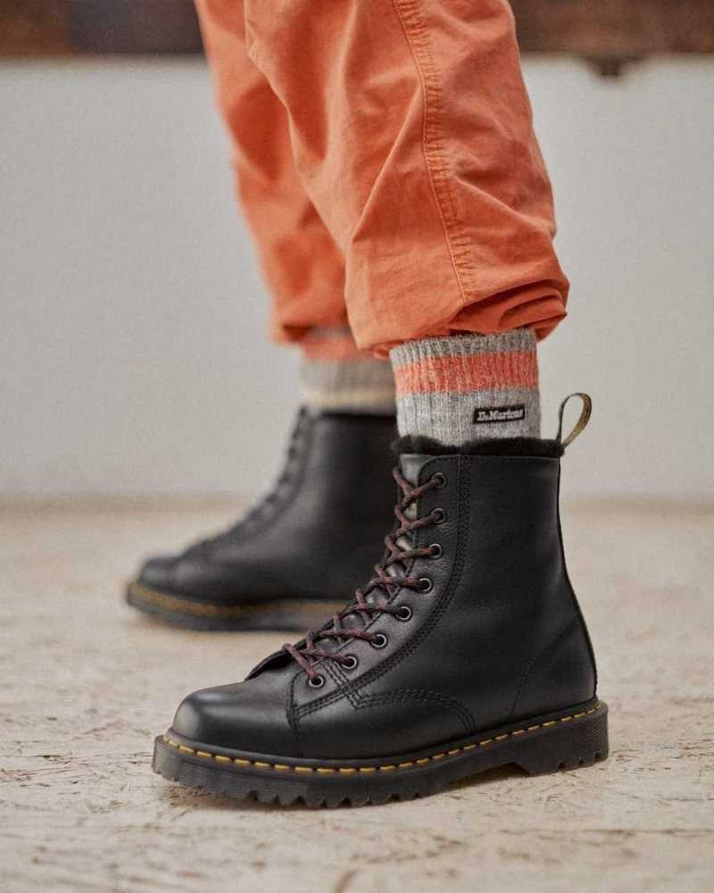 Dr Martens Barton Shearling Forede Lær Boots Made In England Herre Svarte | WPXBV4689