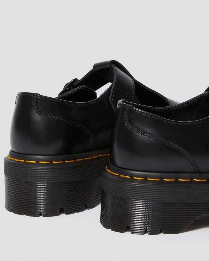 Dr Martens Bethan Polished Smooth Lær Platform Shoes Platform Sko Dame Svarte | CFXIO7369