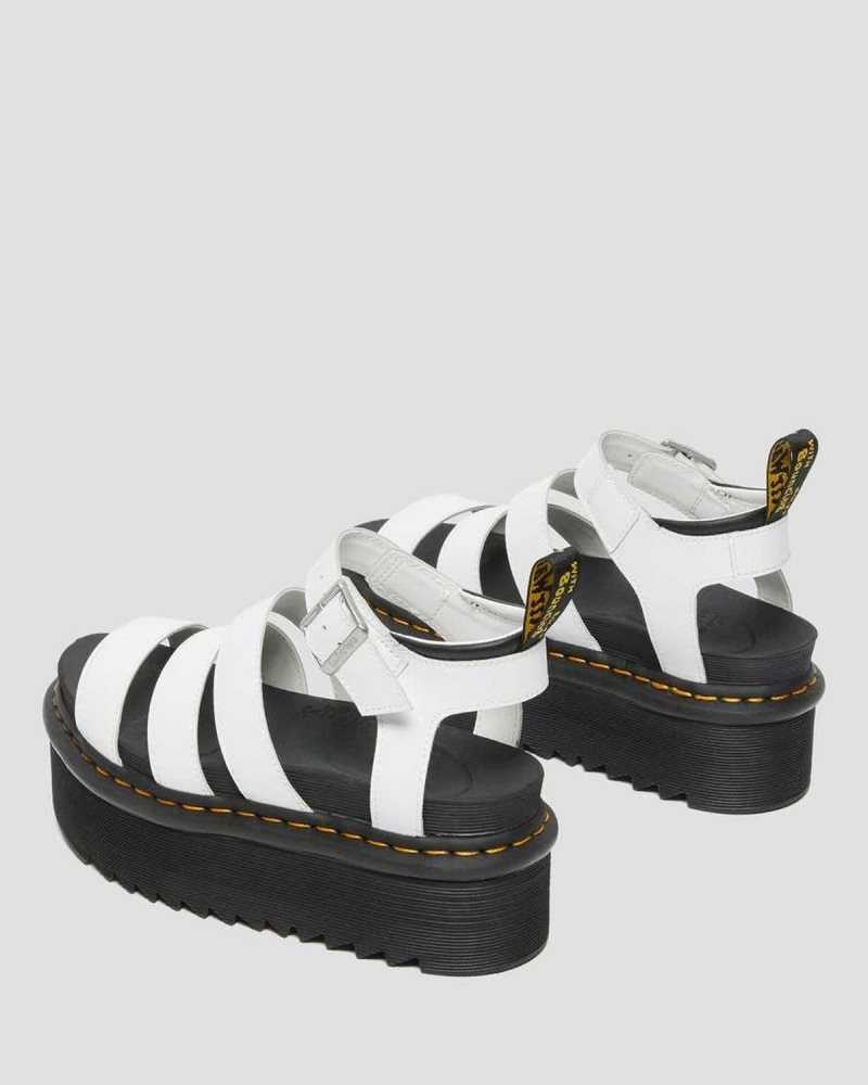 Dr Martens Blaire Hydro Lær Platform Reima Sandals Gladiatorsandaler Dame Hvite | EHQLK5970