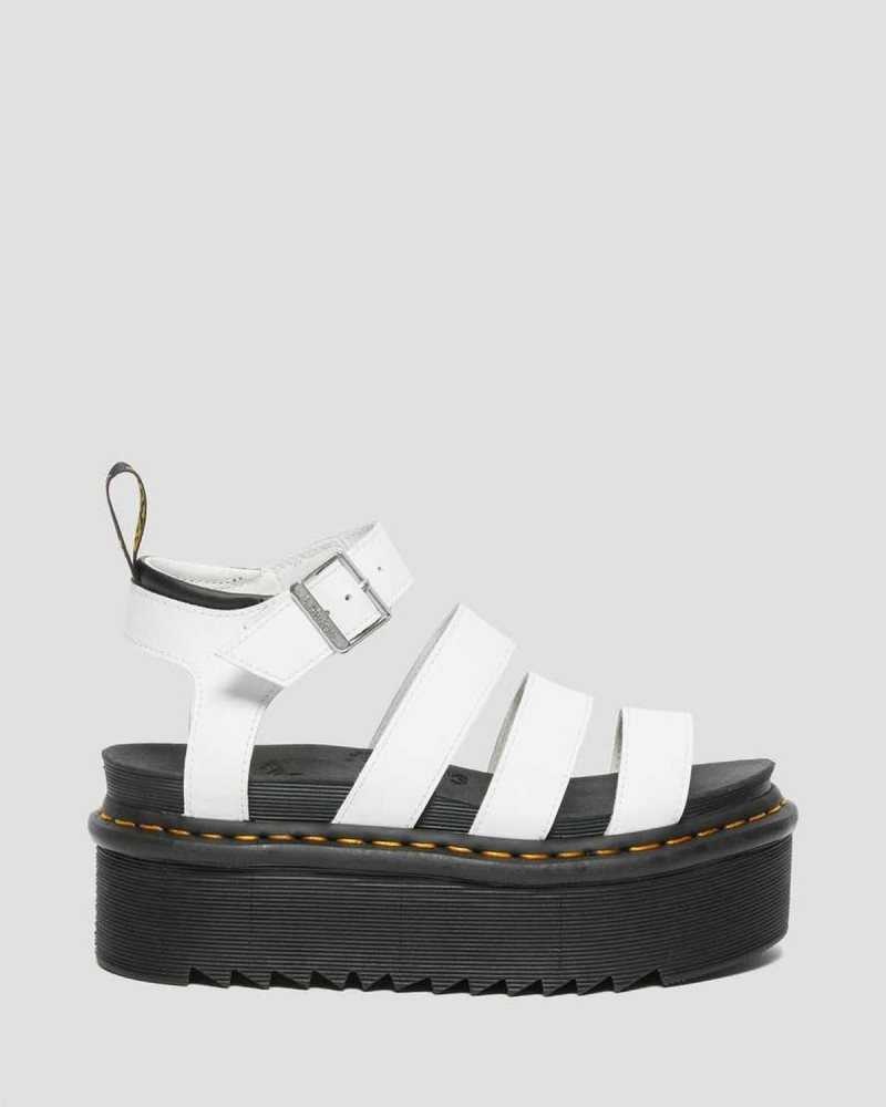 Dr Martens Blaire Hydro Lær Platform Reima Sandals Gladiatorsandaler Dame Hvite | EHQLK5970