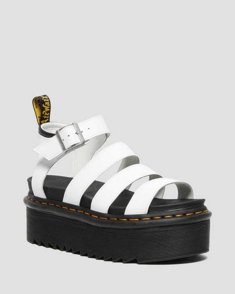 Dr Martens Blaire Hydro Lær Platform Reima Sandals Gladiatorsandaler Dame Hvite | EHQLK5970