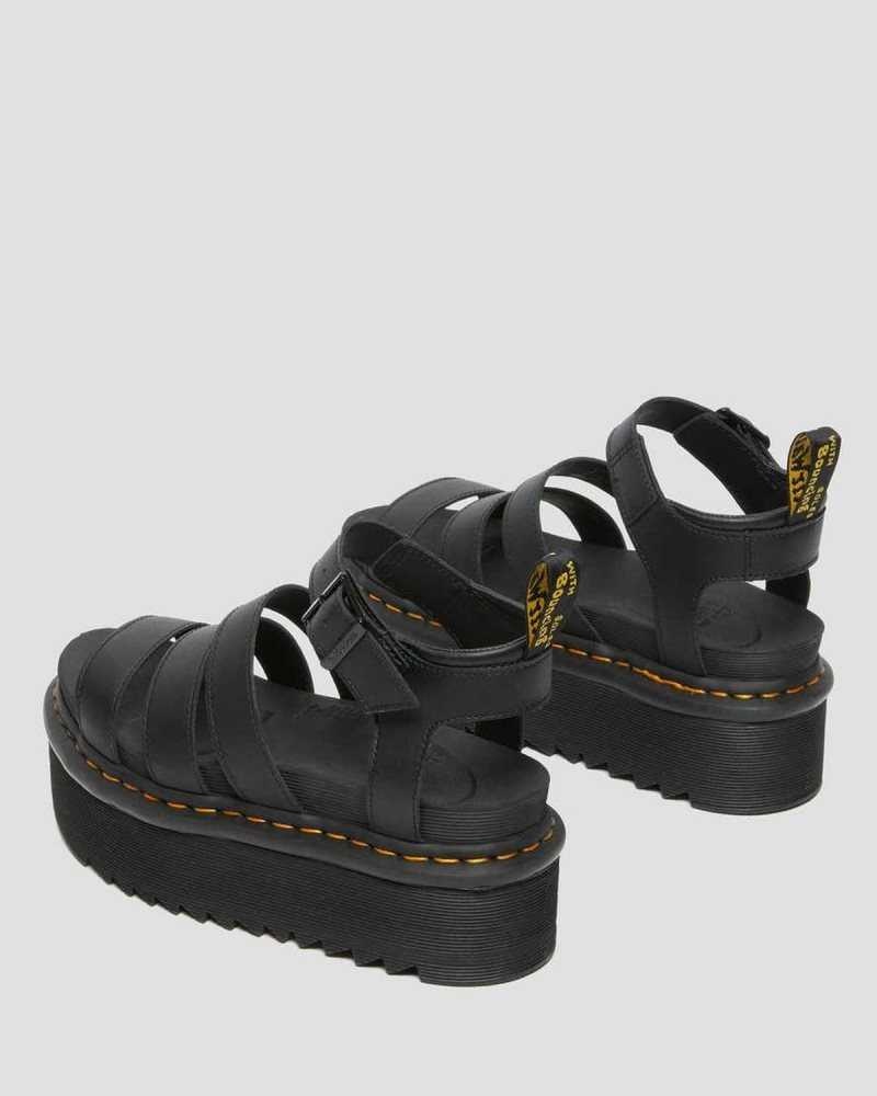 Dr Martens Blaire Hydro Lær Platform Reima Sandals Gladiatorsandaler Dame Svarte | SZXPI8014