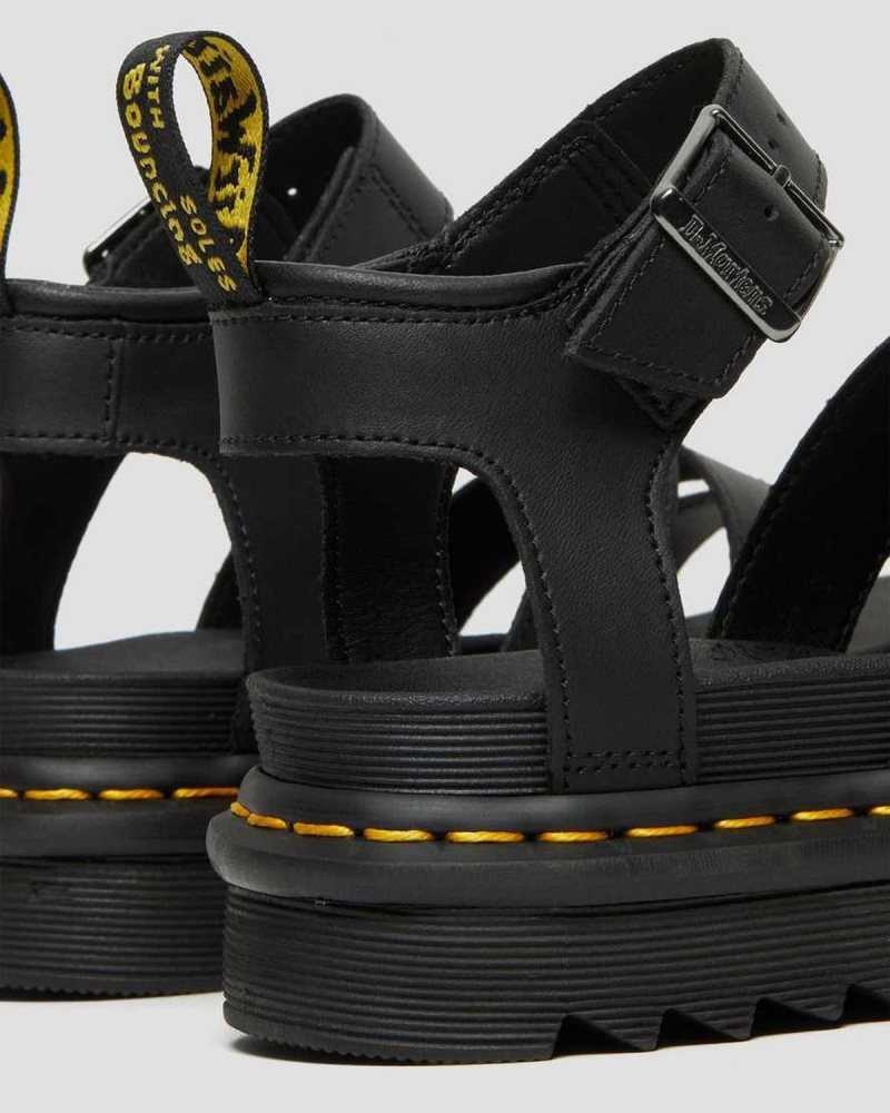 Dr Martens Blaire Hydro Lær Reima Sandals Platåsandaler Dame Svarte | IEGLZ2087