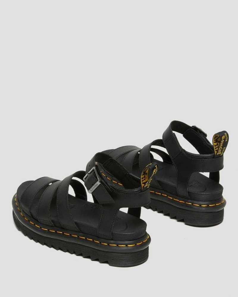 Dr Martens Blaire Hydro Lær Reima Sandals Platåsandaler Dame Svarte | IEGLZ2087