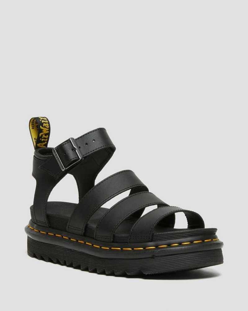 Dr Martens Blaire Hydro Lær Reima Sandals Platåsandaler Dame Svarte | IEGLZ2087