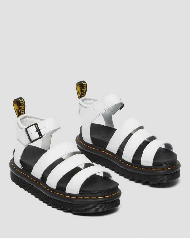 Dr Martens Blaire Hydro Lær Reima Sandals Gladiatorsandaler Dame Hvite | HFOIL7432