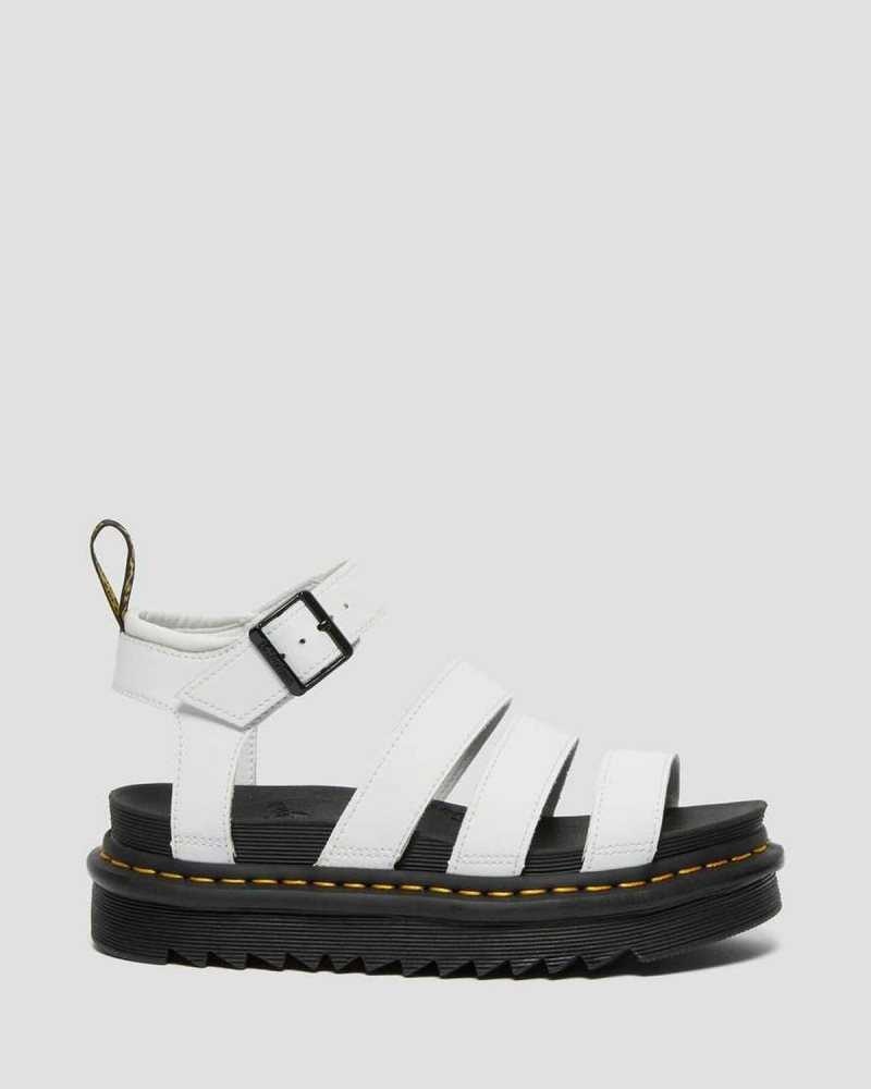 Dr Martens Blaire Hydro Lær Reima Sandals Gladiatorsandaler Dame Hvite | HFOIL7432