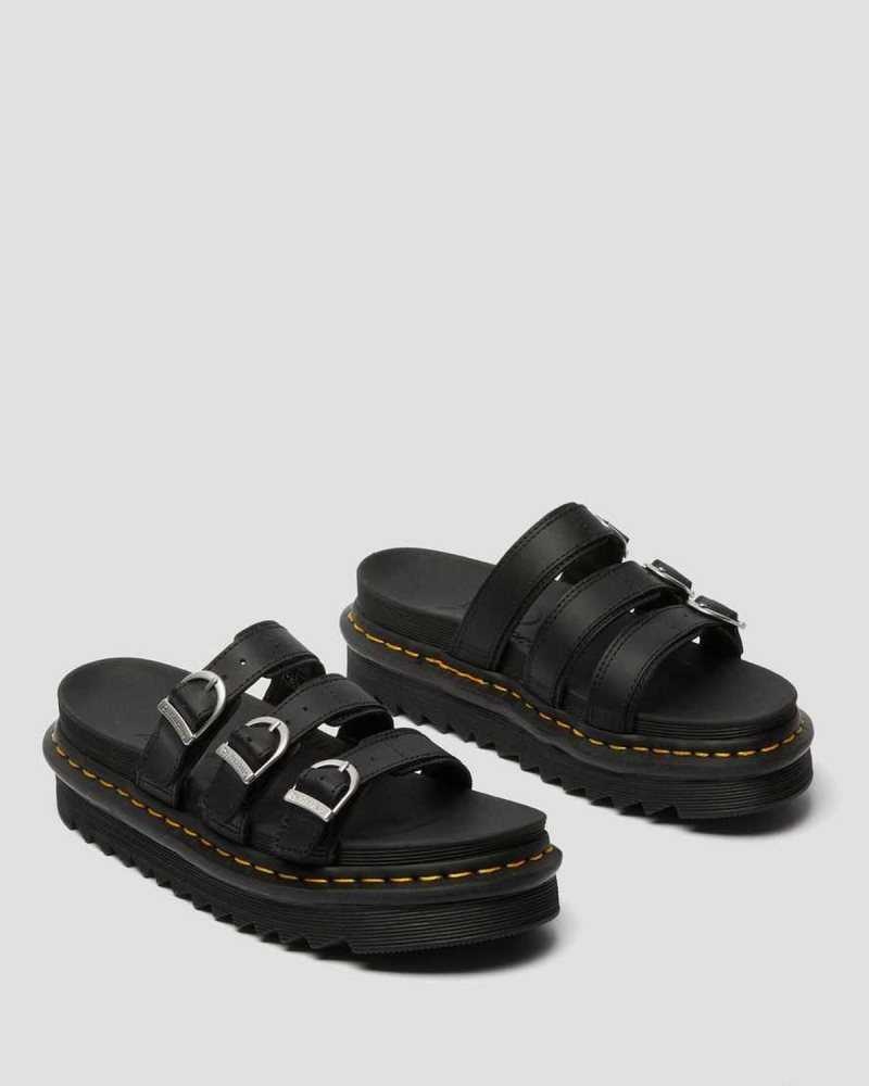 Dr Martens Blaire Lær Badesandaler Sandals Platåsandaler Dame Svarte | XGOYA5864