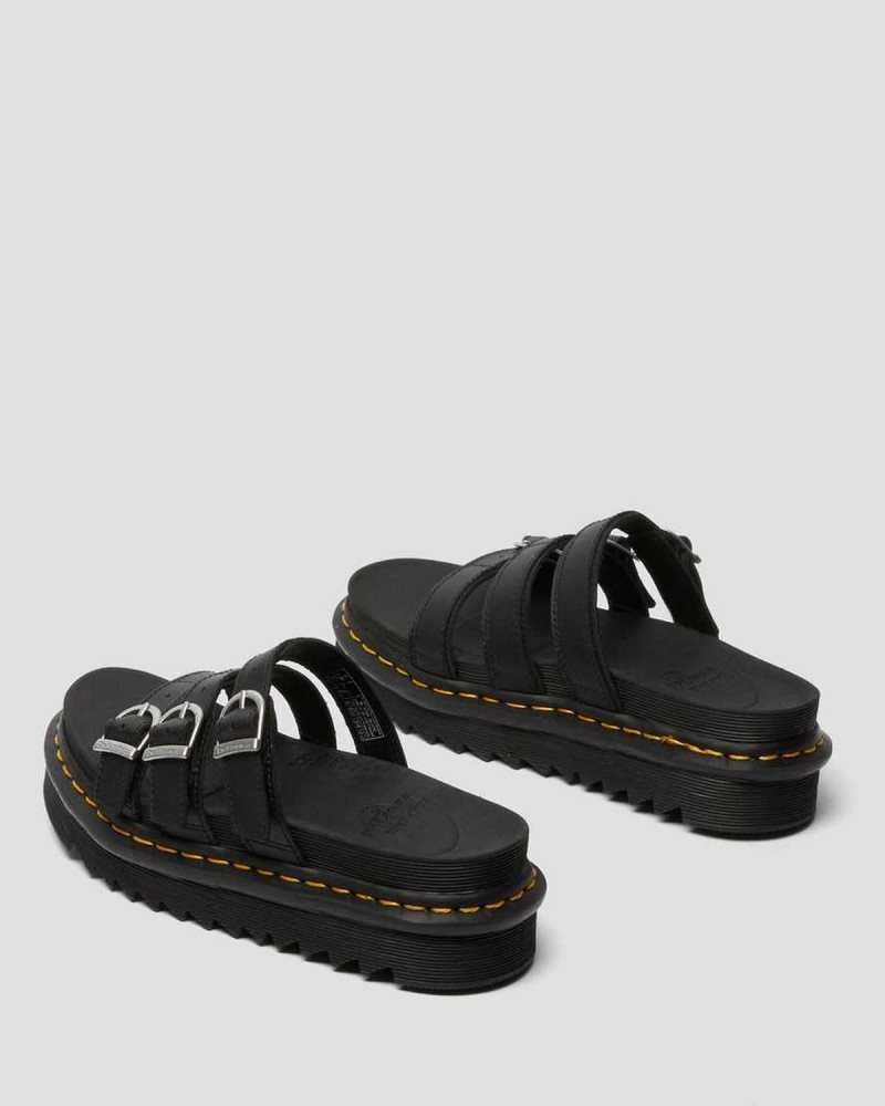 Dr Martens Blaire Lær Badesandaler Sandals Platåsandaler Dame Svarte | XGOYA5864