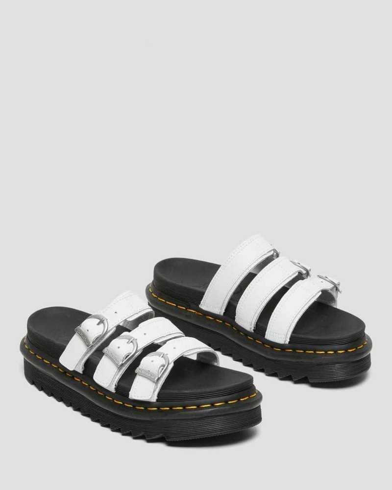 Dr Martens Blaire Lær Badesandaler Sandals Platåsandaler Dame Hvite | KFSZO2456