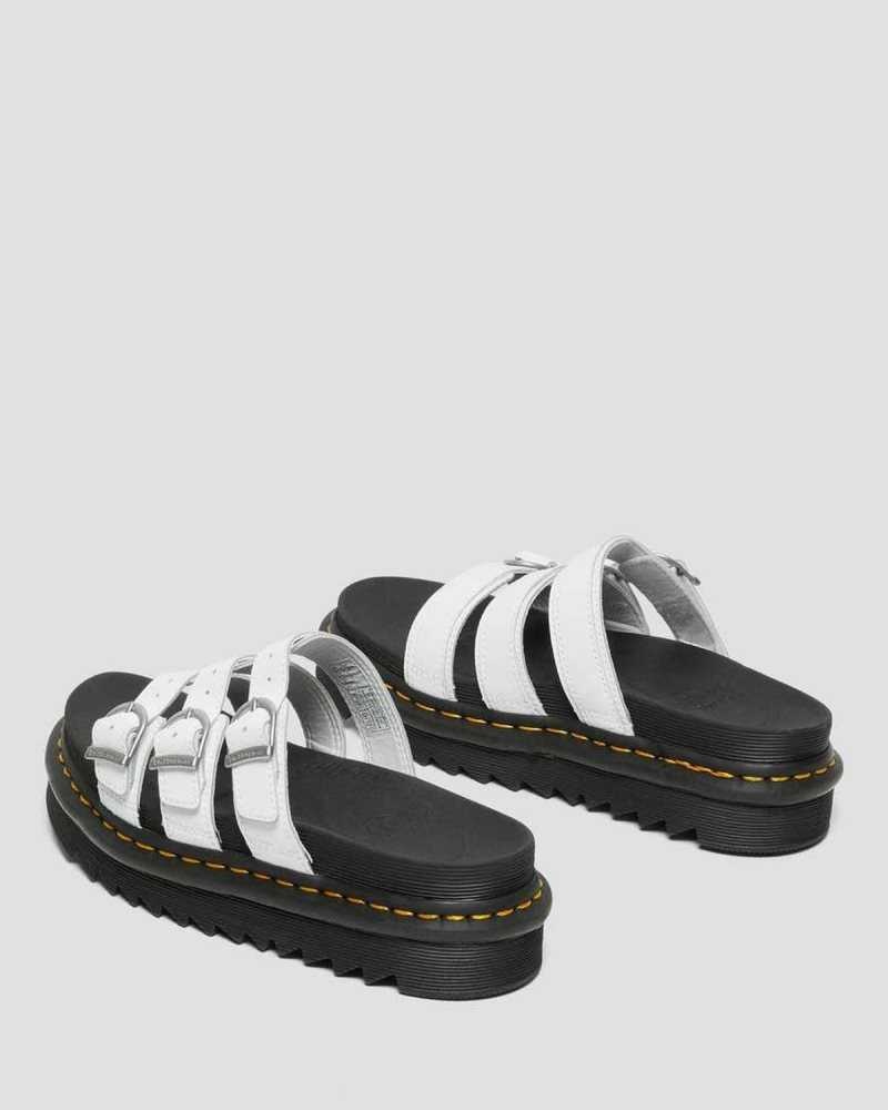 Dr Martens Blaire Lær Badesandaler Sandals Platåsandaler Dame Hvite | KFSZO2456