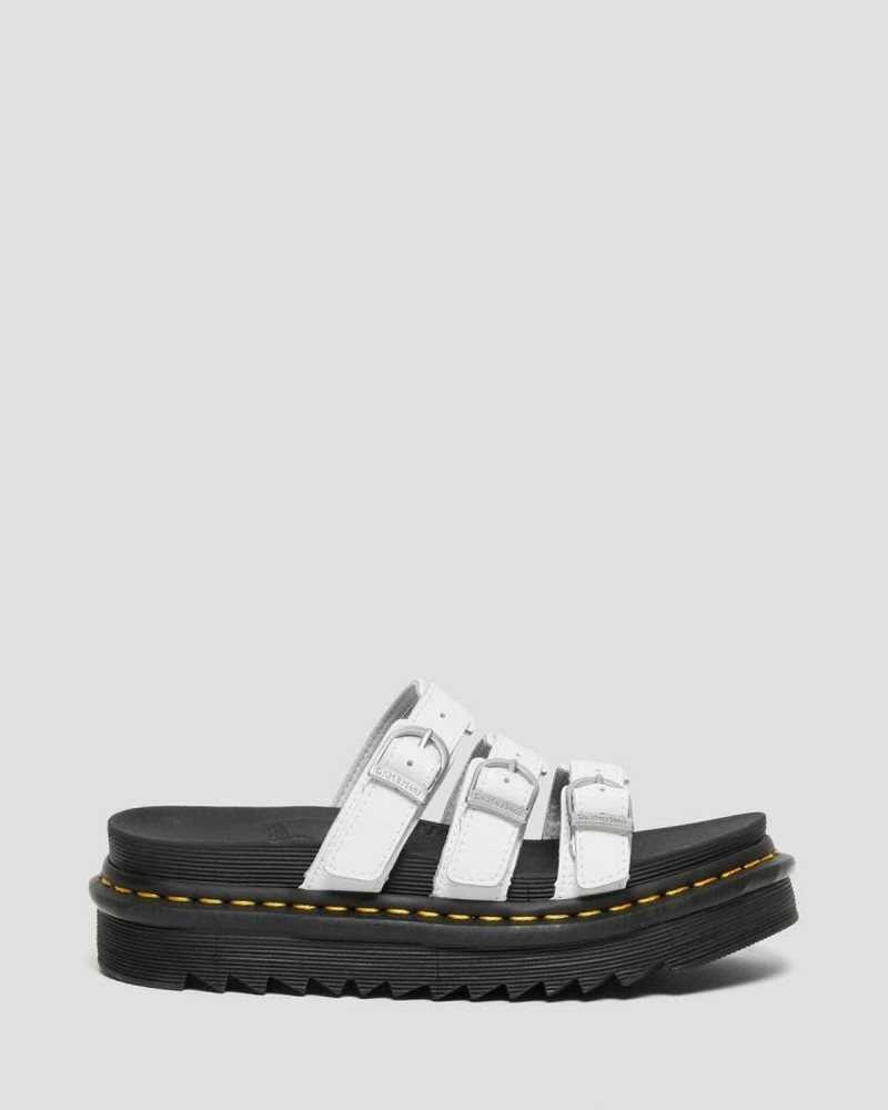 Dr Martens Blaire Lær Badesandaler Sandals Platåsandaler Dame Hvite | KFSZO2456