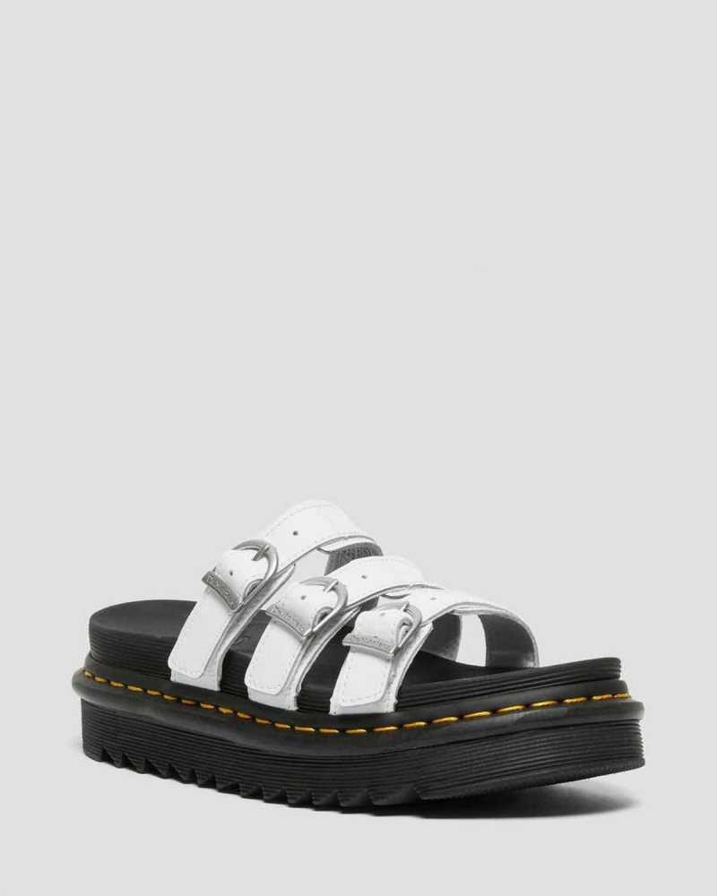 Dr Martens Blaire Lær Badesandaler Sandals Platåsandaler Dame Hvite | KFSZO2456