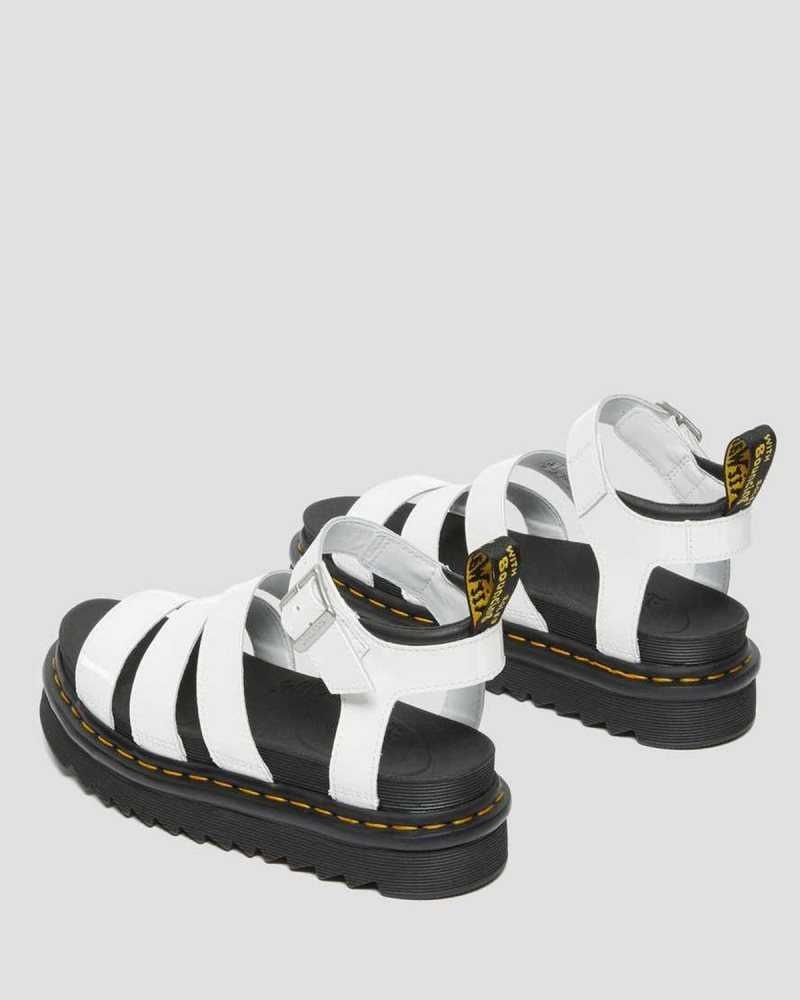 Dr Martens Blaire Patent Lær Reima Sandals Platåsandaler Dame Hvite | DIZLU5470