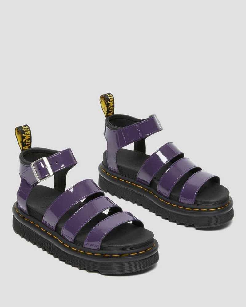 Dr Martens Blaire Patent Lær Reima Sandals Gladiatorsandaler Dame Blackcurrant Patent Lamper | CMIXT3759