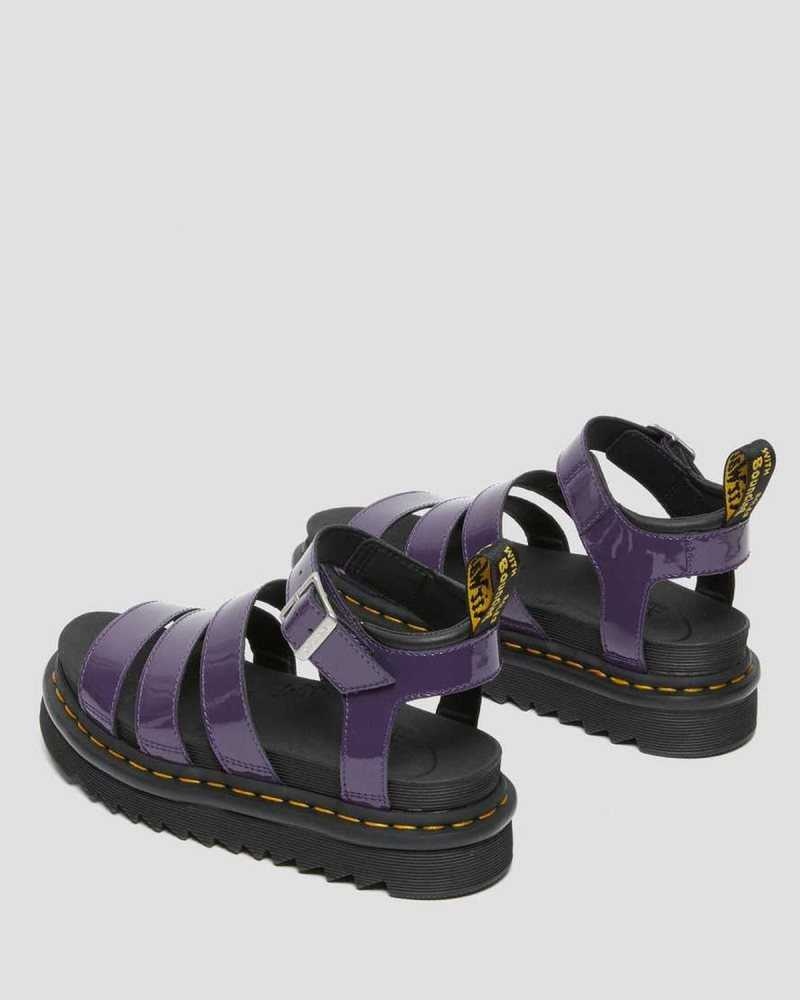 Dr Martens Blaire Patent Lær Reima Sandals Gladiatorsandaler Dame Blackcurrant Patent Lamper | CMIXT3759