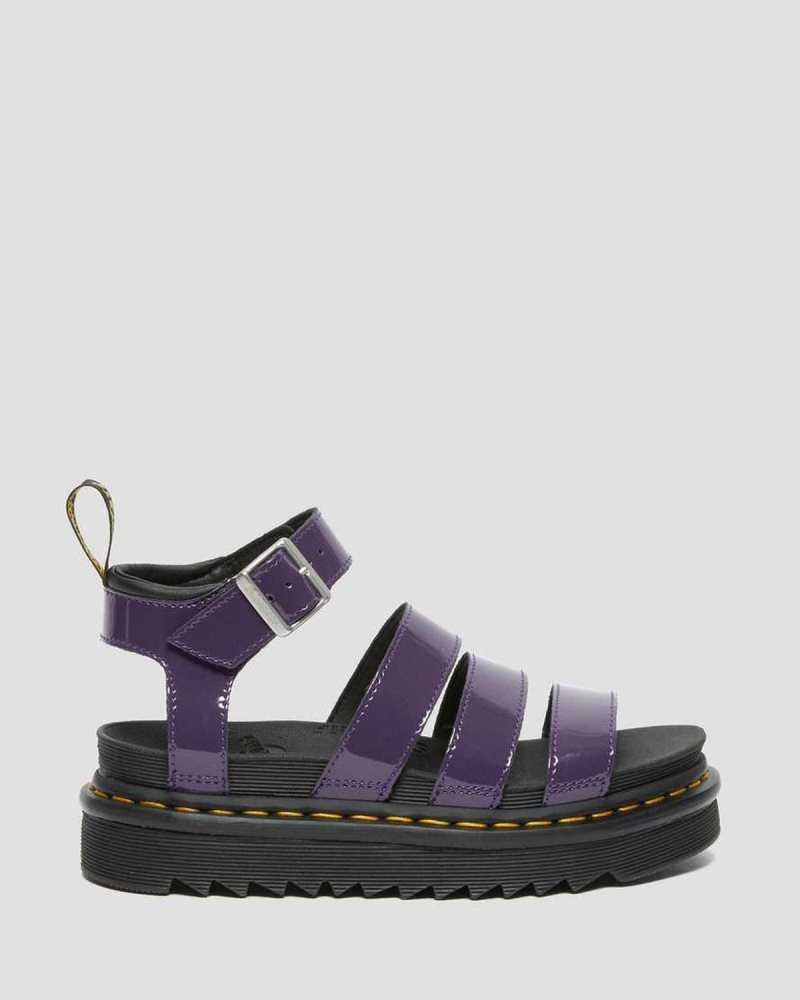 Dr Martens Blaire Patent Lær Reima Sandals Gladiatorsandaler Dame Blackcurrant Patent Lamper | CMIXT3759