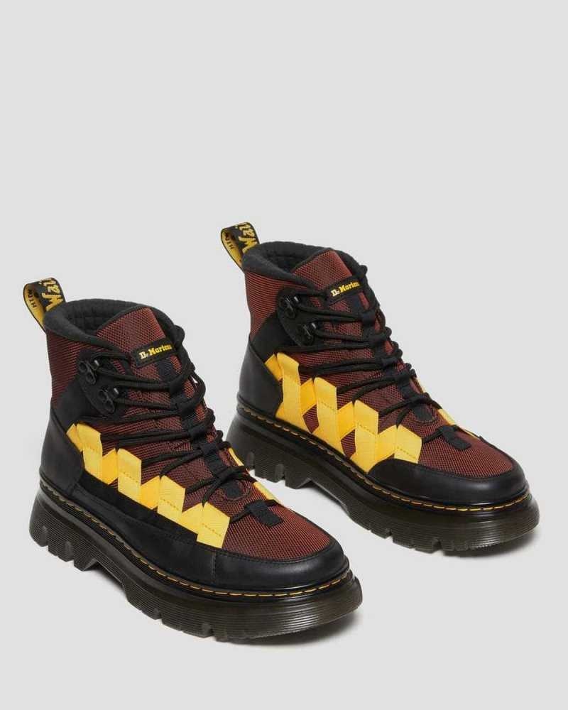 Dr Martens Boury Contrast Nylon & Lær Vanlige Boots Fritidsstøvler Dame Svarte Brune | FPHKV4803