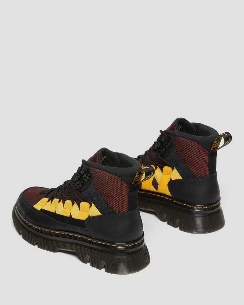 Dr Martens Boury Contrast Nylon & Lær Vanlige Boots Fritidsstøvler Dame Svarte Brune | FPHKV4803