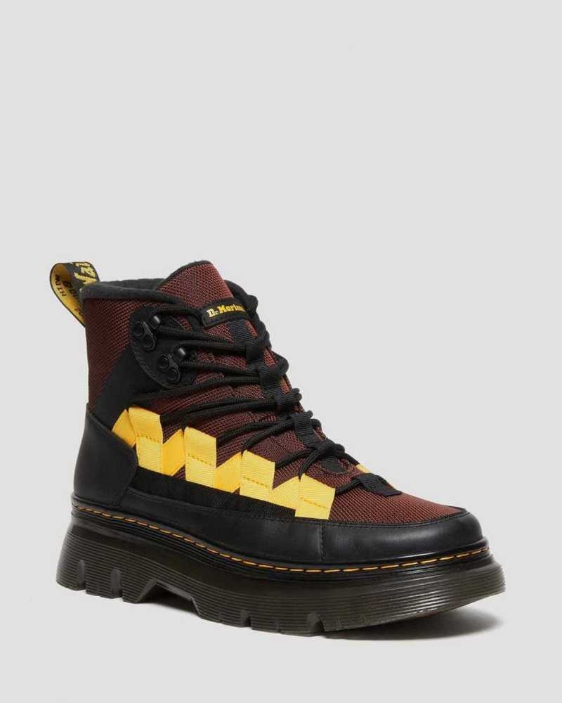 Dr Martens Boury Contrast Nylon & Lær Vanlige Boots Fritidsstøvler Dame Svarte Brune | FPHKV4803