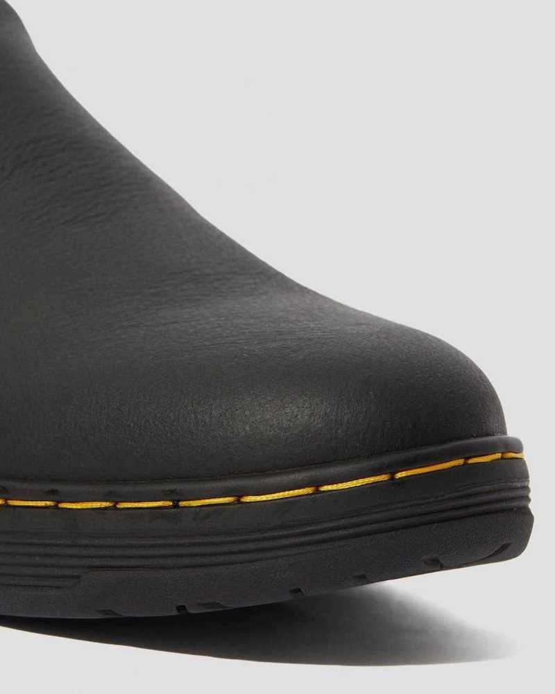 Dr Martens Brockley Slip Resistant Lær Arbeids Shoes Loafers Herre Svarte | FVDEP2695