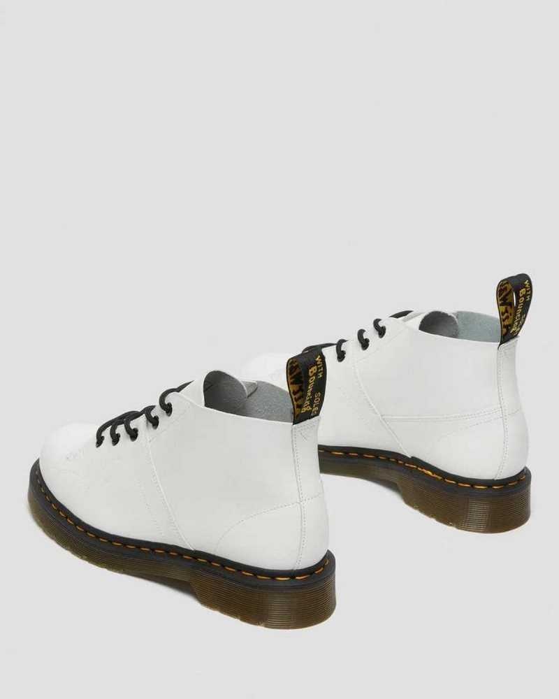 Dr Martens Church Smooth Lær Monkey Boots Støvletter Herre Hvite | GFSXM2851