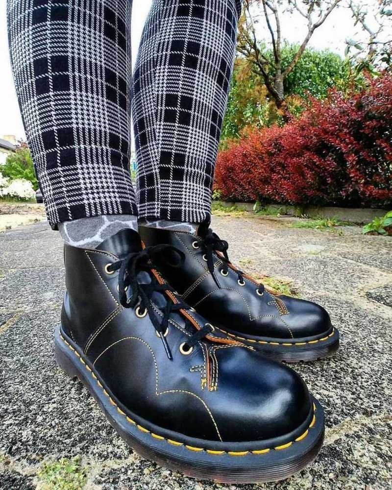 Dr Martens Church Smooth Lær Monkey Boots Støvler Dame Svarte | ZNMVW2438