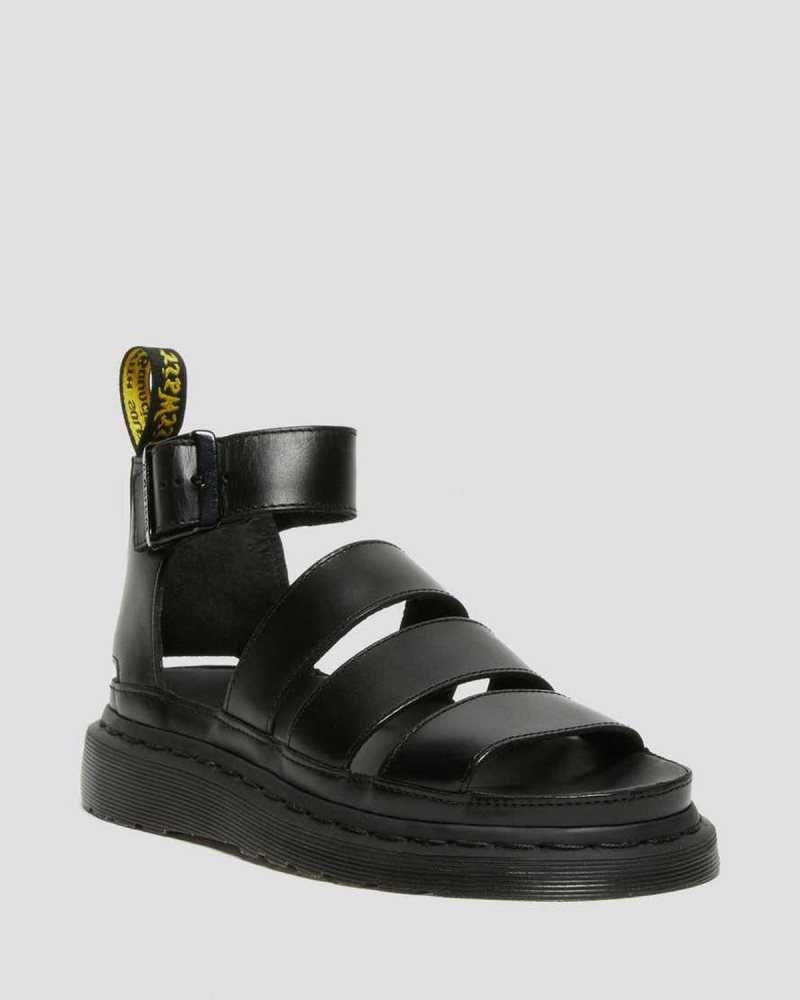 Dr Martens Clarissa II Lær Reima Sandals Gladiatorsandaler Dame Svarte | DKNOI1753