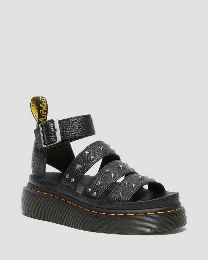 Dr Martens Clarissa Milled Nappa Platform Reima Sandals Gladiatorsandaler Dame Svarte | JQCVA9741