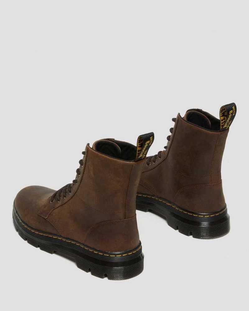 Dr Martens Combs Crazy Horse Lær Vanlige Boots Støvletter Dame Brune | GXKYF1547