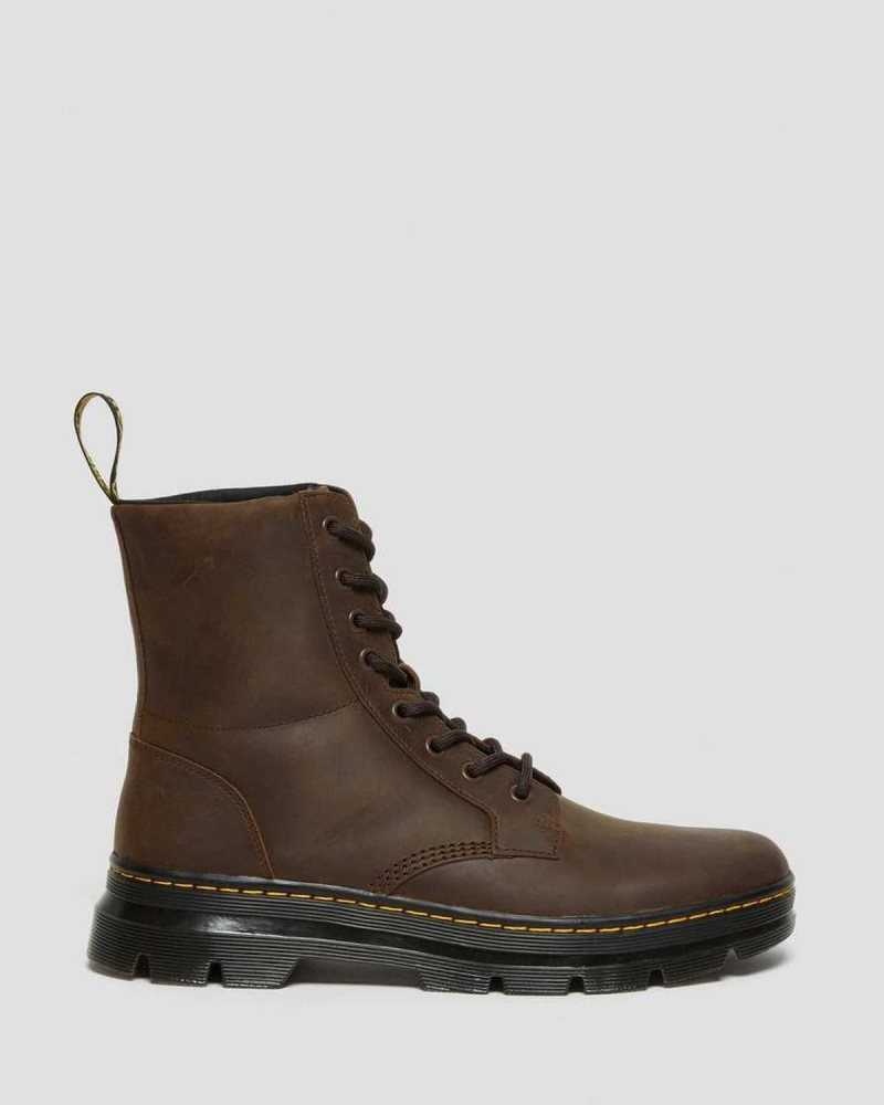 Dr Martens Combs Crazy Horse Lær Vanlige Boots Støvletter Dame Brune | GXKYF1547