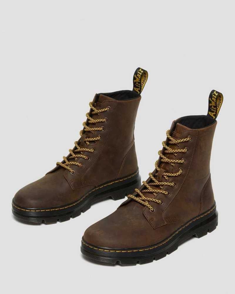 Dr Martens Combs Crazy Horse Lær Vanlige Boots Støvletter Dame Brune | GXKYF1547