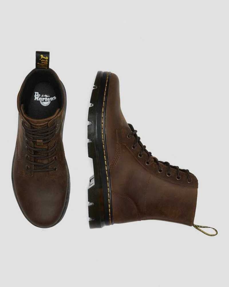 Dr Martens Combs Crazy Horse Lær Vanlige Boots Støvletter Dame Brune | GXKYF1547