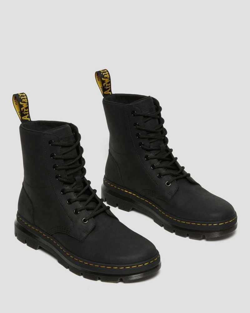 Dr Martens Combs Lær Vanlige Boots Støvletter Dame Svarte | AOTVE1462