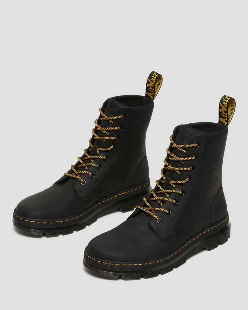 Dr Martens Combs Lær Vanlige Boots Støvletter Dame Svarte | AOTVE1462