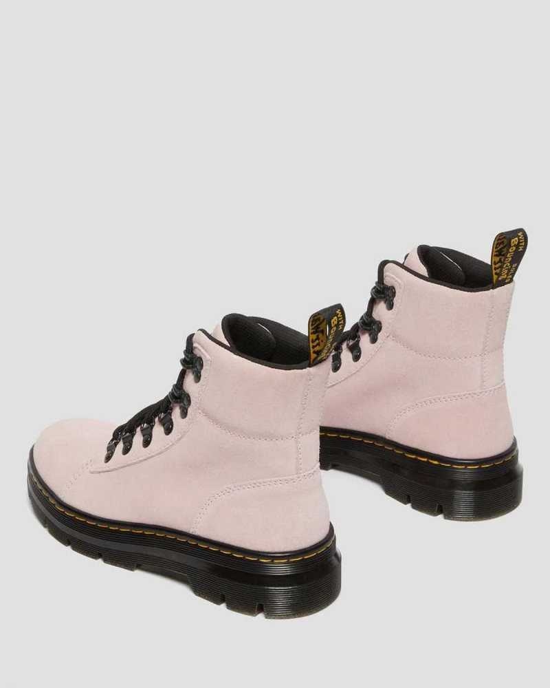 Dr Martens Combs Semsket Skinn Vanlige Boots Fritidsstøvler Dame Rosa | QXSAV7945