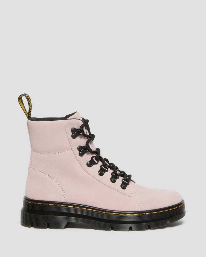 Dr Martens Combs Semsket Skinn Vanlige Boots Fritidsstøvler Dame Rosa | QXSAV7945